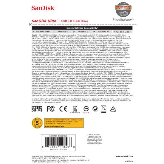 Sandisk Ultra lecteur USB flash 128 Go USB Type-A 3.0 (3.1 Gen 1)