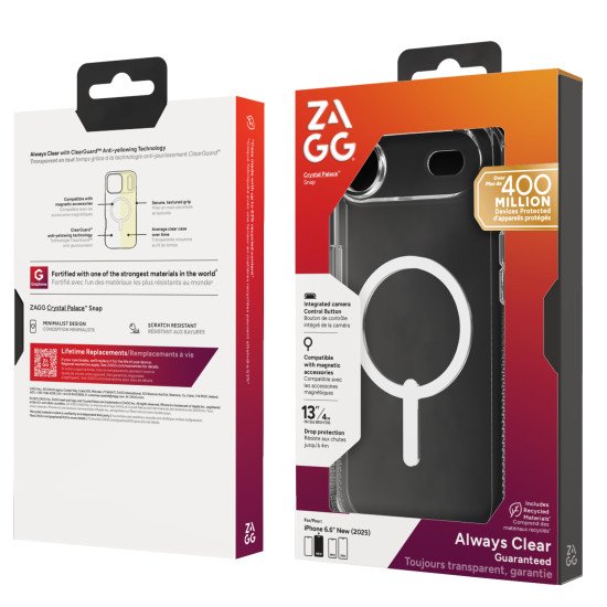 ZAGG Crystal Palace Snap (Button Cover) coque de protection pour téléphones portables 16,5 cm (6.5") Housse Transparent ZAGG Crystal Palace Snap (Button Cover) coque de protection pour téléphones portables 16,5 cm (6.5") Housse Transparent