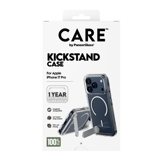 PanzerGlass CARE by ® Feature Case Transparent w. Kickstand & MagSafe iPhone 17 Pro coque de protection pour téléphones portables Housse PanzerGlass CARE by ® Feature Case Transparent w. Kickstand & MagSafe iPhone 17 Pro coque de protection pour téléphones portables Housse