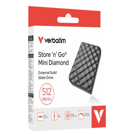 Verbatim Store 'n' Go Mini Diamond 512 Go USB Type-C 3.2 Gen 2 (3.1 Gen 2) Noir