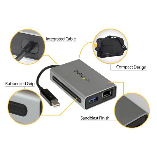 StarTech.com Adaptateur Thunderbolt vers Gigabit Ethernet plus USB 3.0 - Convertisseur Thunderbolt