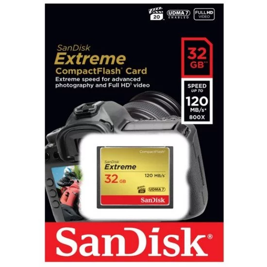 Sandisk Extreme mémoire flash 32 Go CompactFlash Sandisk Extreme mémoire flash 32 Go CompactFlash