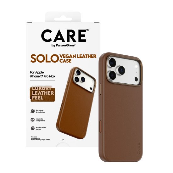 PanzerGlass CARE™ by ® Solo Case Brown iPhone 17 Pro Max coque de protection pour téléphones portables Housse Marron