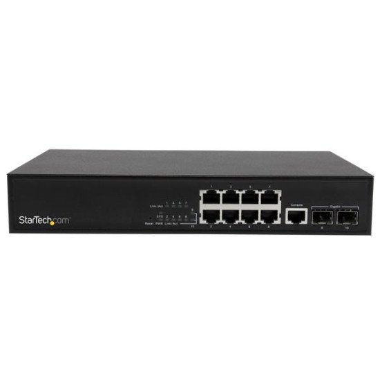 StarTech.com Switch Gigabit Ethernet géré L2 à 10 ports avec 2 slots SFP ouverts - Commutateur réseau à montage en rack