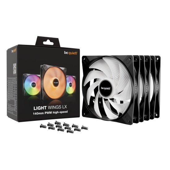 be quiet! Light Wings LX 140 mm PWM | Ventilateur PC ARGB high-speed, Pack de 3