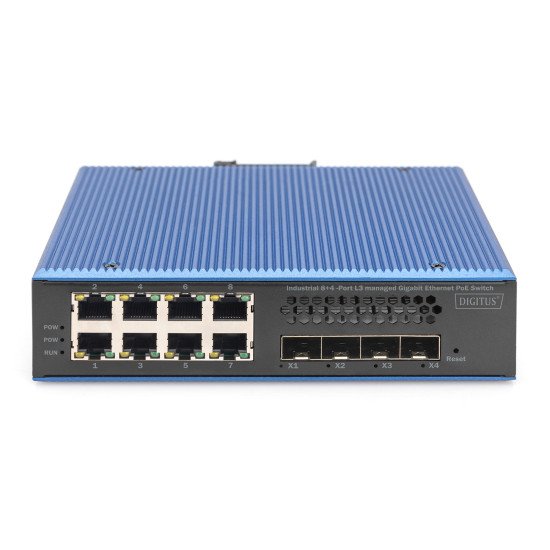 Digitus Commutateur industriel PoE Gigabit Ethernet 8 + 4 10G ports Uplink L3 managed