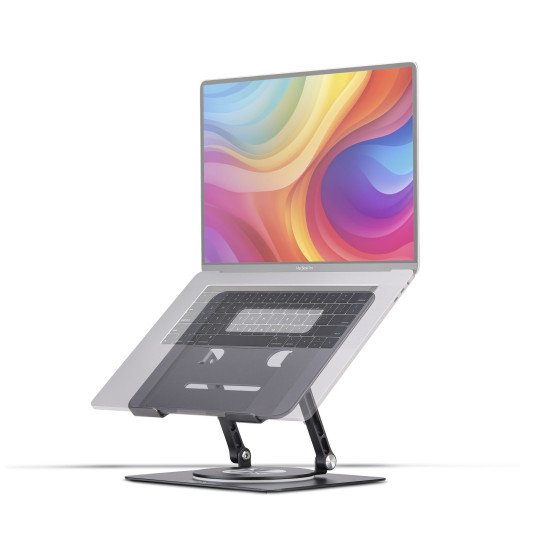StarTech.com Support Rotatif pour PC Portable, Base Pivotante à 360°, Support Rotatif pour Bureau, Hauteur et Inclinaison Réglables, Poids Max 5kg, Construction en Aluminium, Design Portable
