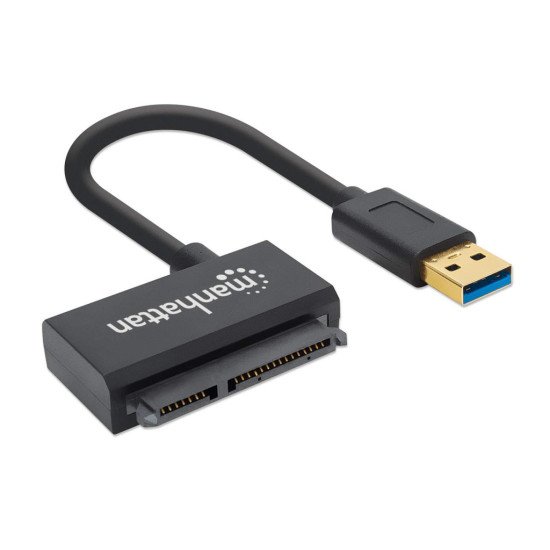Manhattan Câble adaptateur USB-A vers SATA 2,5", 42 cm, mâle à mâle, 5 Gbit/s (USB 3.2 Gen1 / USB 3.0), prend en charge LBA 48 bits, noir, garantie 3 ans