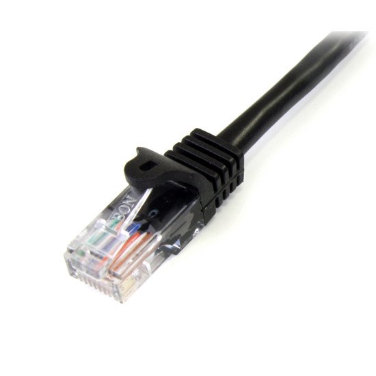 StarTech.com Câble réseau Cat5e UTP sans crochet de 1m - Cordon Ethernet RJ45 anti-accroc - M/M - Noir