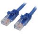 StarTech.com Câble réseau Cat5e UTP sans crochet de 1m - Cordon Ethernet RJ45 anti-accroc - M/M - Bleu