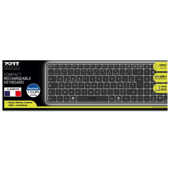 Port Designs 911002FR clavier maison/bureau RF sans fil + Bluetooth AZERTY Français Noir, Gris Port Designs 911002FR clavier maison/bureau RF sans fil + Bluetooth AZERTY Français Noir, Gris