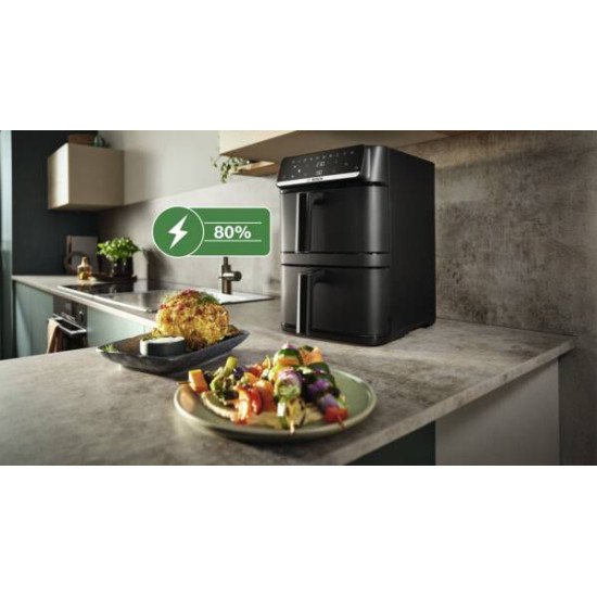Bosch Serie 6 MAFD661B7 friteuse Double 12 L Autonome 2800 W Friteuse d'air chaud Noir