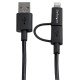 StarTech.com Câble Lightning 8 broches ou Micro USB vers USB de 1 m - Cordon de charge / synchronisation - Noir