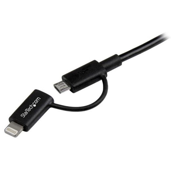 StarTech.com Câble Lightning 8 broches ou Micro USB vers USB de 1 m - Cordon de charge / synchronisation - Noir