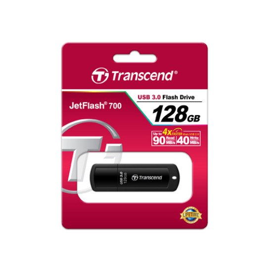 Transcend JetFlash 700 lecteur USB flash 128 Go USB Type-A 3.0 (3.1 Gen 1) Noir