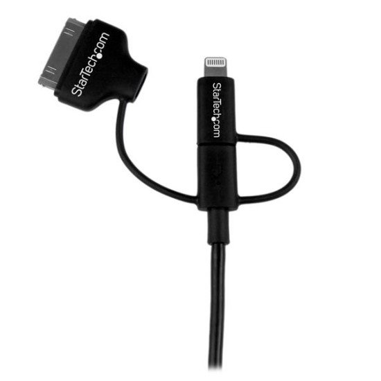 StarTech.com Câble combo USB vers Lightning / Dock 30 broches / Micro USB de 1 m - Noir