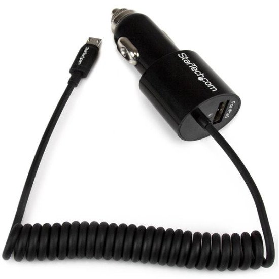 StarTech.com Chargeur pour voiture double avec câble Micro USB et port USB 2.0 - Haute puissance 21W / 4,2A - Noir