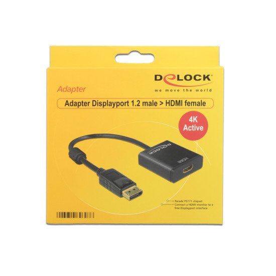 DeLOCK 62607 adaptateur et connecteur de câbles DisplayPort 1.2 HDMI Noir