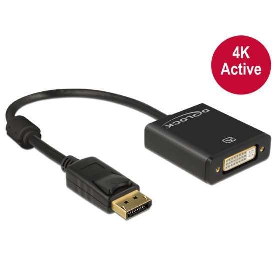 DeLOCK 62599 adaptateur et connecteur de câbles Displayport 1.2 DVI-I 24+5 Noir