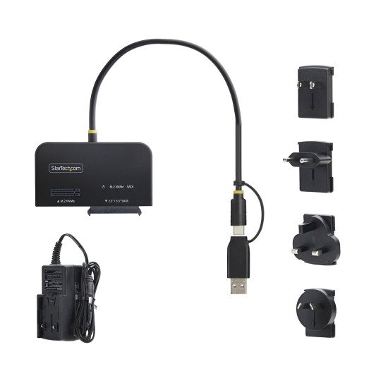 StarTech.com Adaptateur USB-C/USB-A vers M.2 NVMe et SATA 2,5"/3,5", 10 Gbps, Lecteur de Disque dur SSD Externe Sans Outil, B+M/M-Key