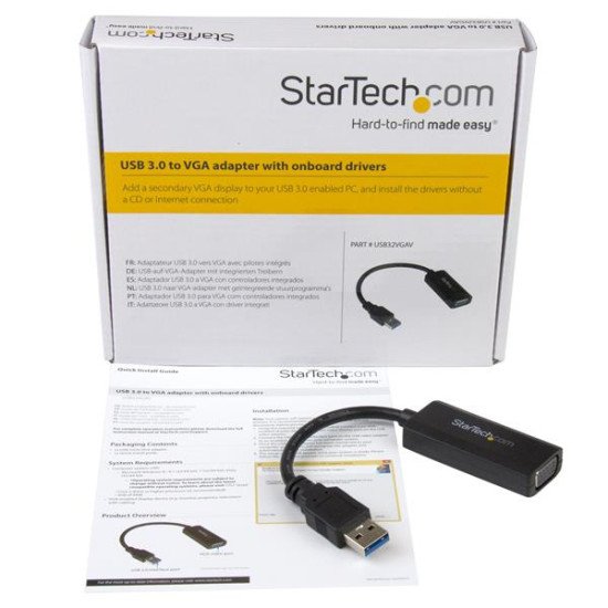 StarTech.com Adaptateur vidéo USB 3.0 vers VGA - Carte graphique externe avec installation du pilote intégrée - 1920x1200