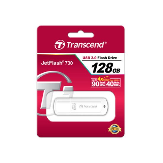 Transcend JetFlash TS128GJF730 lecteur USB flash 128 Go USB Type-A 3.2 Gen 1 (3.1 Gen 1) Blanc