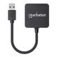 Manhattan Hub USB-A 4 ports, 5 Gbit/s (USB 3.0), Alimenté par USB (aucune alimentation externe requise). Charge rapide : 1 port jusqu'à 0,9 A ; pour la charge sur 4 ports, une alimentation externe est requise (non incluse), équivalent à ST4300MINU3B