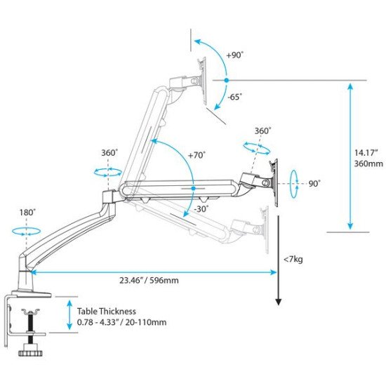 StarTech.com Bras articulé slim pour moniteur avec gestion de câbles - Support de bureau pour écran LCD / LED