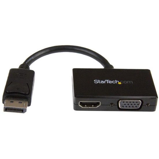 StarTech.com Adaptateur audio / vidéo de voyage - Convertisseur 2-en-1 DisplayPort vers HDMI ou VGA - Noir