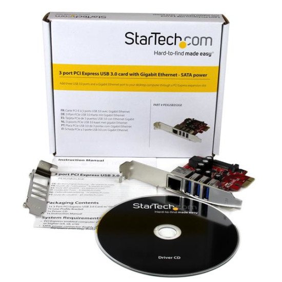 StarTech.com Carte PCI Express à 3 ports USB 3.0 et 1 port Gigabit Ethernet avec UASP
