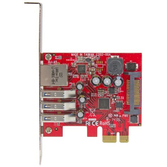 StarTech.com Carte PCI Express à 3 ports USB 3.0 et 1 port Gigabit Ethernet avec UASP