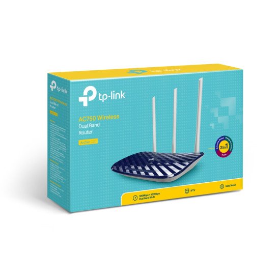 TP-Link AC750 routeur sans fil Fast Ethernet Bi-bande (2,4 GHz / 5 GHz) 4G Noir, Blanc