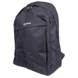 Manhattan Sac à dos Knappack 15,6", noir, ÉCONOMIQUE, léger, compartiment PC, poche accessoires, bretelles rembourrées réglables, porte-bouteille, garantie 3 ans