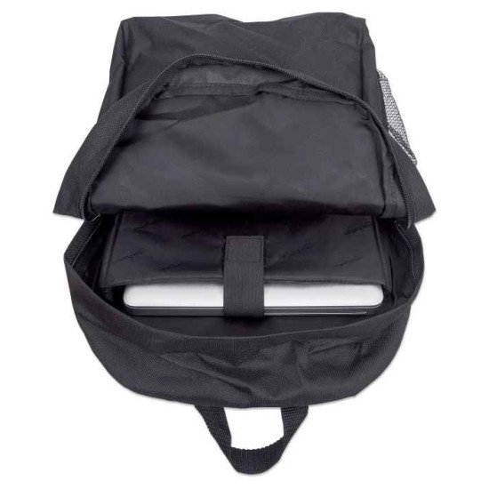 Manhattan Sac à dos Knappack 15,6", noir, ÉCONOMIQUE, léger, compartiment PC, poche accessoires, bretelles rembourrées réglables, porte-bouteille, garantie 3 ans