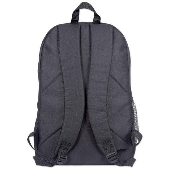 Manhattan Sac à dos Knappack 15,6", noir, ÉCONOMIQUE, léger, compartiment PC, poche accessoires, bretelles rembourrées réglables, porte-bouteille, garantie 3 ans