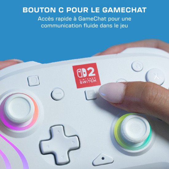 Turtle Beach Afterglow Wave Blanc Manette de gaming RGB sans fil Sous licence officielle pour Nintendo Switch 2