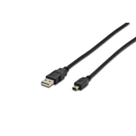 ASSMANN Electronic A/mini-B, 3m câble USB 2.0 USB A Mini-USB B Noir