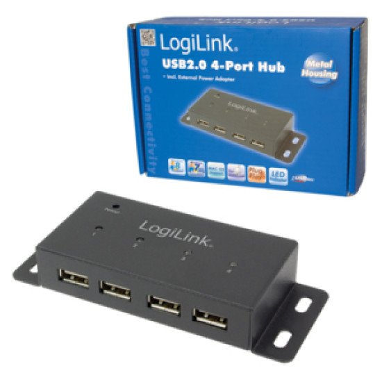 LogiLink UA0141A hub & concentrateur 480 Mbit/s Noir