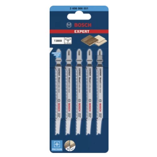 Bosch 2 608 900 551 Lame de scie sauteuse, à chantourner et sabre Lames de scie sauteuse Acier fin au carbone 5 pièce(s)