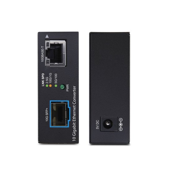 StarTech.com Convertisseur de Média Fibre Optique SFP+ Ouvert Multi-Gigabit 10 GbE, 10G/5G/2,5G/1G/100M, Cuivre vers 10GBASE-X SFP+, Monomode, Multimode, Trames Jumbo 16K, TAA