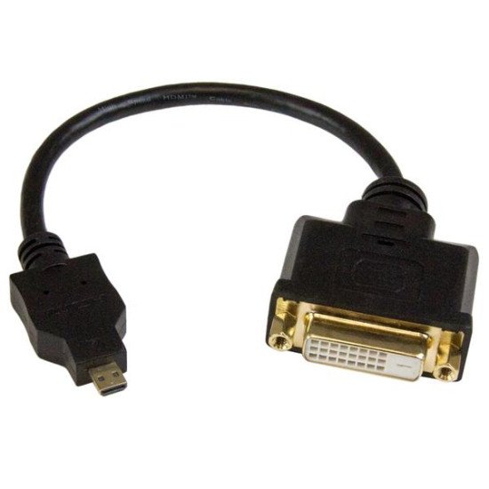 StarTech.com Adaptateur vidéo Micro HDMI vers DVI-D de 20 cm - Convertisseur Micro HDMI vers DVI - M/F - Noir