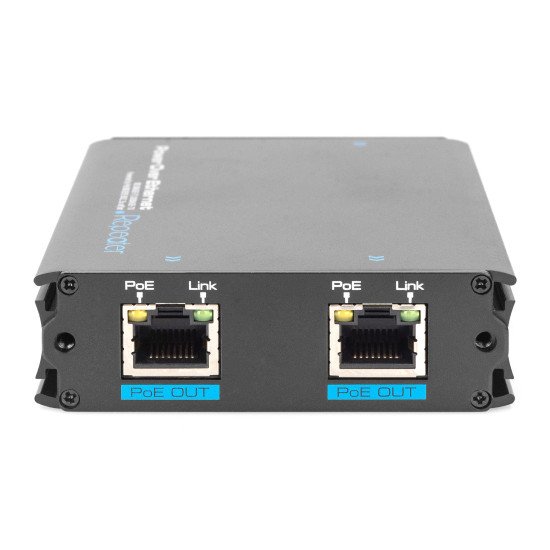 Digitus Port Fast Ethernet PoE + Rallonge avec 1 port d'entrée 10/100Mb/s et 2 ports de sortie 10/100Mb/s