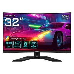 GIGABYTE M32QC Moniteur de jeu incurvé 31,5" QHD - 2560 x 1440, 1500R, 165Hz, 1ms, 350 cd/m², FreeSync Premium Pro, Display HDR400, HDMI 2.0, DisplayPort 1.2