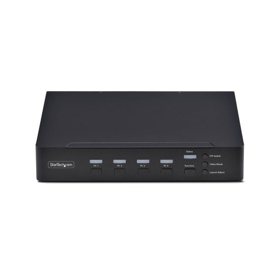 StarTech.com Switch KVM DisplayPort à 4 Ports avec Fonction Mouse Roaming et Multi-View / Picture-in-Picture, 4K 60 Hz, Hub USB 3.0 (5 Gbps), Contrôle par Raccourcis Clavier, Conforme TAA