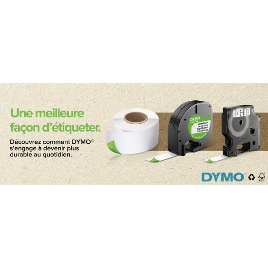 DYMO D1 - Standard Étiquettes - Noir sur rouge - 19mm x 7m