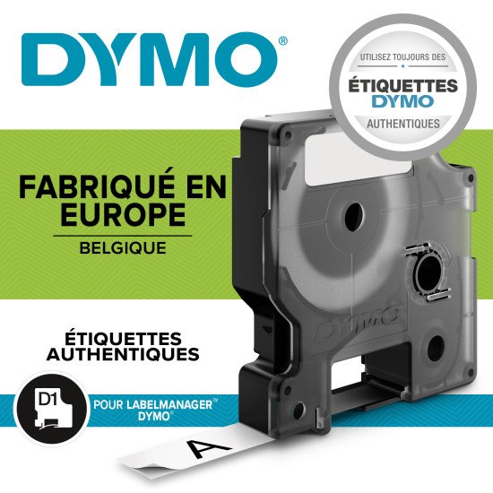 DYMO D1 - Standard Étiquettes - Noir sur vert - 19mm x 7m