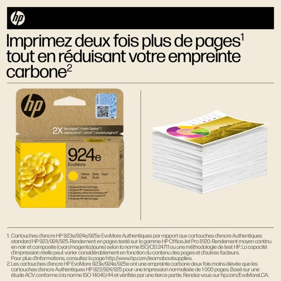 HP 924e Cartouche d'encre authentique Jaune EvoMore