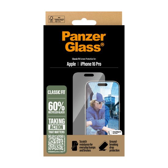 PanzerGlass ® Screen Protector iPhone 16 Pro | Classic Fit Protection d'écran transparent Apple 1 pièce(s)