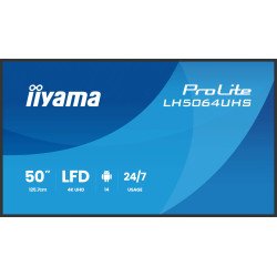 iiyama LH5064UHS-B1AG Écran d'affichage dynamique Écran plat de signalisation numérique 127 cm (50") Wifi 500 cd/m² 4K Ultra HD Noir Android 24/7