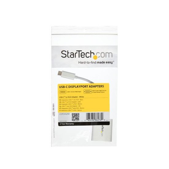 StarTech.com Adaptateur vidéo USB-C vers VGA - M/F - 1920x1200 / 1080p - Blanc